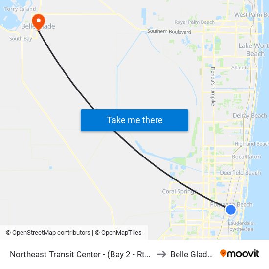 NORTHEAST TRANSIT CENTER - (BAY 2 - RT42 WEST) to Belle Glade, FL map