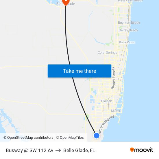 Busway @ SW 112 Av to Belle Glade, FL map