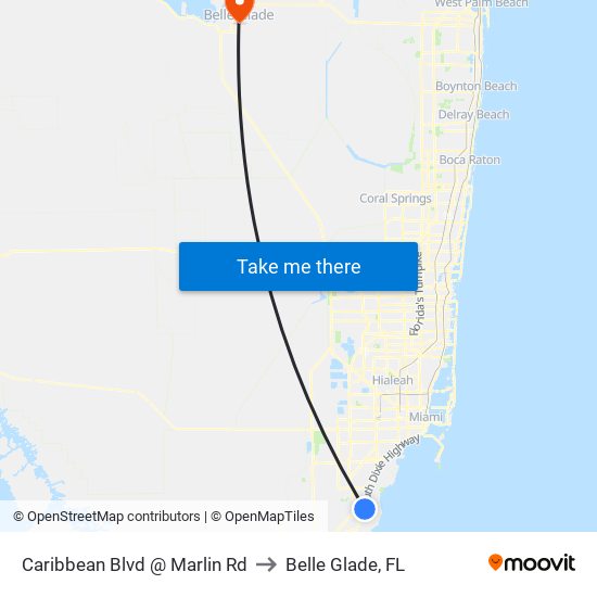 Caribbean Blvd @ Marlin Rd to Belle Glade, FL map