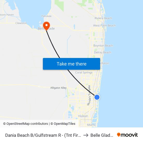 DANIA BEACH B/GULFSTREAM R - (TNT FIREWORKS) to Belle Glade, FL map