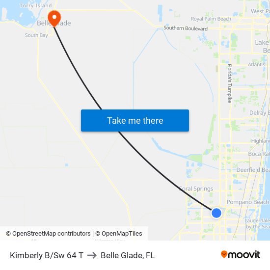 Kimberly B/Sw 64 T to Belle Glade, FL map