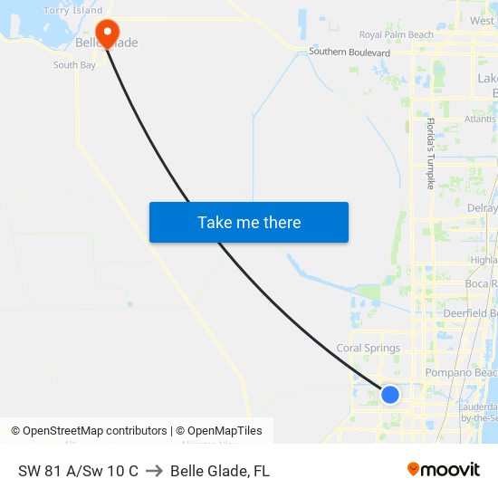 SW 81 A/Sw 10 C to Belle Glade, FL map