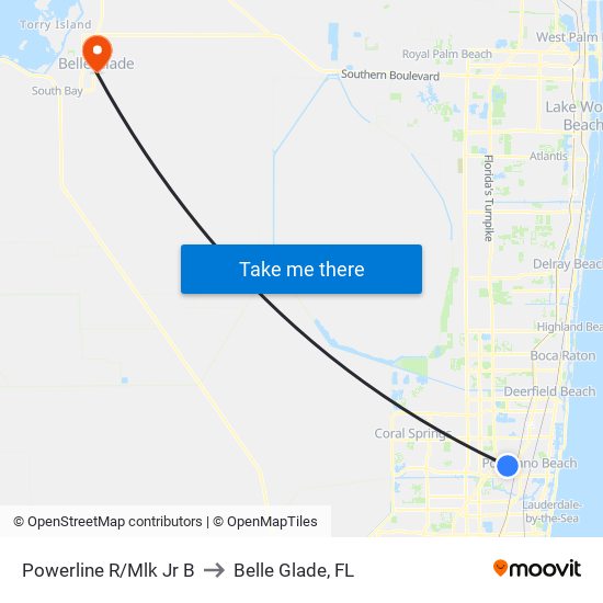 Powerline R/Mlk Jr B to Belle Glade, FL map