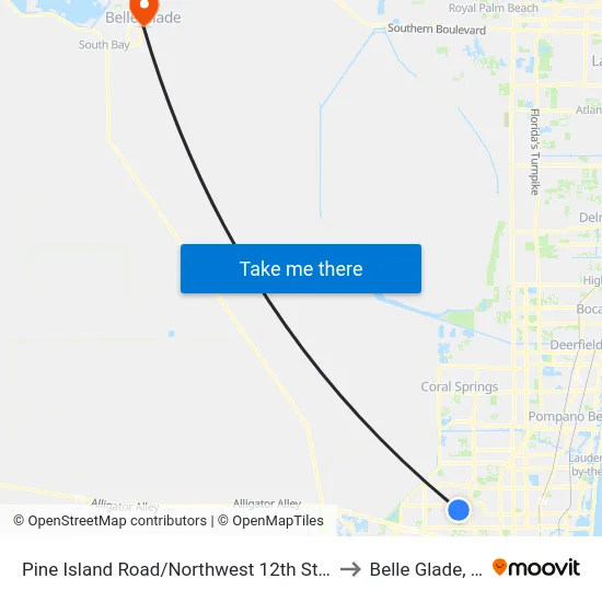 Pine Island Road/Northwest 12th Street to Belle Glade, FL map