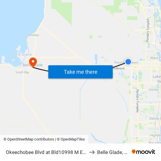 OKEECHOBEE BLVD at BLD10998 M ENT to Belle Glade, FL map