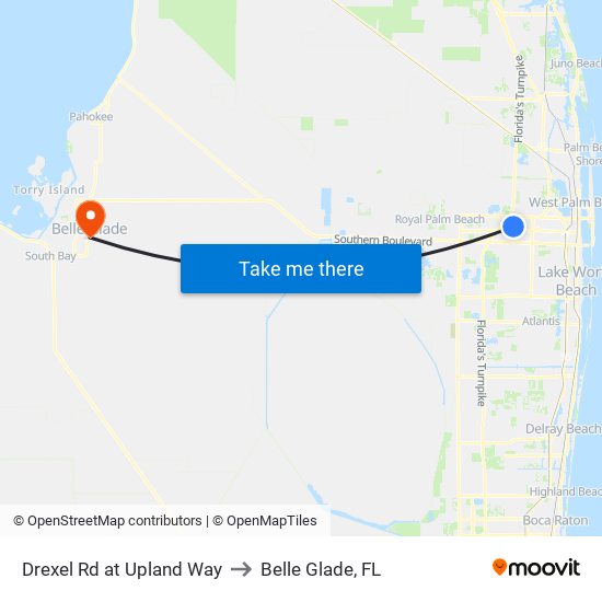 Drexel Rd at  Upland Way to Belle Glade, FL map