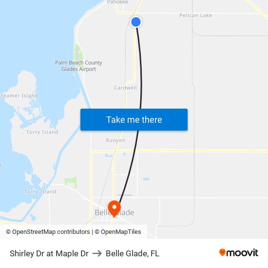 Shirley Dr at  Maple Dr to Belle Glade, FL map