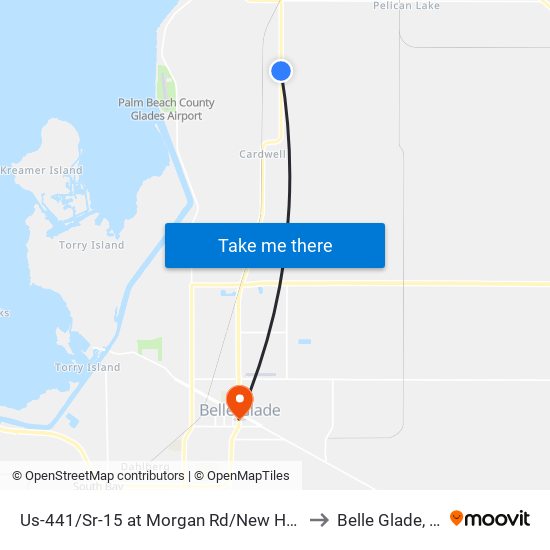 Us-441/Sr-15 at Morgan Rd/New Hope to Belle Glade, FL map