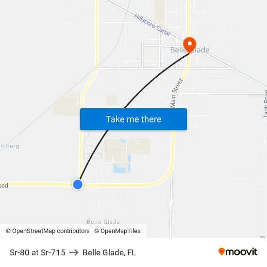 Sr-80 at Sr-715 to Belle Glade, FL map