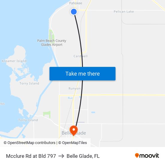 Mcclure  Rd at Bld 797 to Belle Glade, FL map