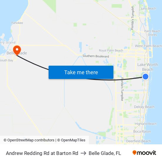 ANDREW REDDING RD at BARTON RD to Belle Glade, FL map