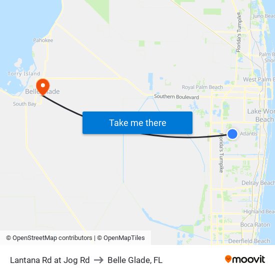 Lantana Rd at Jog Rd to Belle Glade, FL map