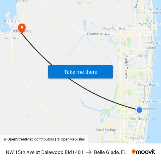 NW 15th Ave at Dalewood Bld1401 to Belle Glade, FL map