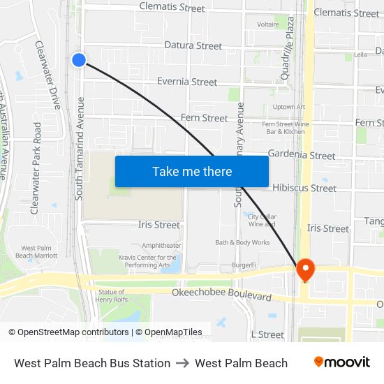 West Palm Beach Bus Station to West Palm Beach map