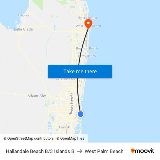 Hallandale Beach B/3 Islands B to West Palm Beach map