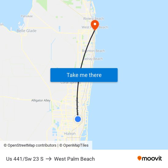Us 441/Sw 23 S to West Palm Beach map