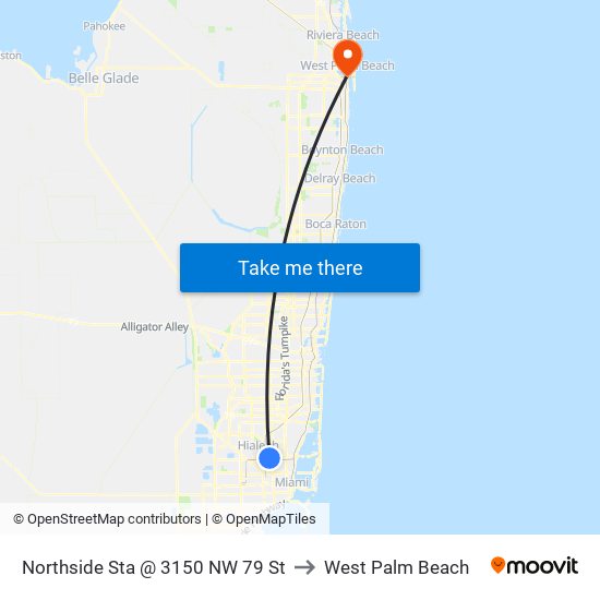 Northside Sta @ 3150 NW 79 St to West Palm Beach map