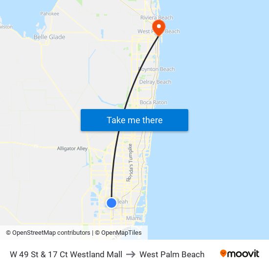 W 49 St & 17 Ct Westland Mall to West Palm Beach map