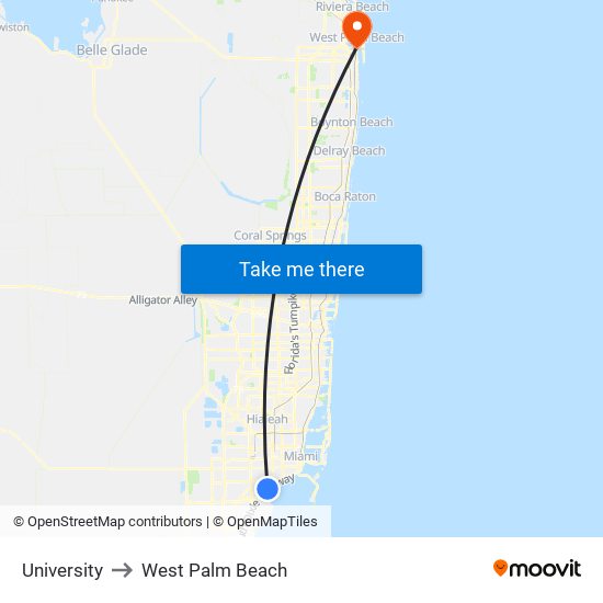 University to West Palm Beach map