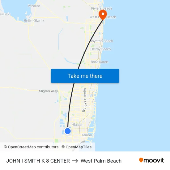 John I Smith K-8 Center to West Palm Beach map