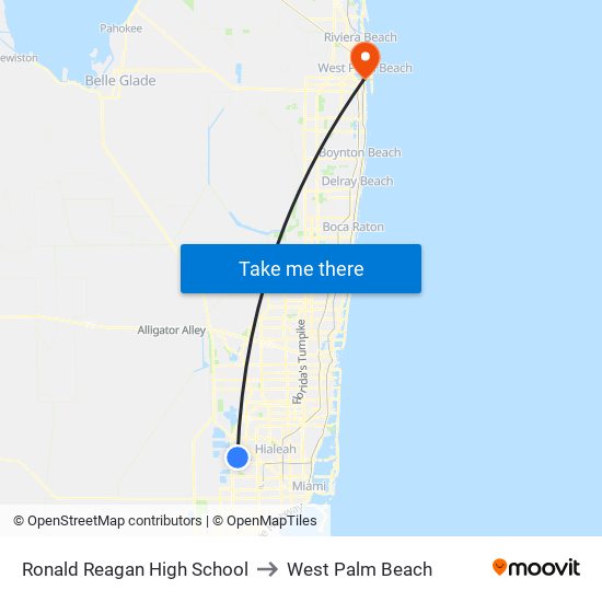 Ronald Reagan High School to West Palm Beach map