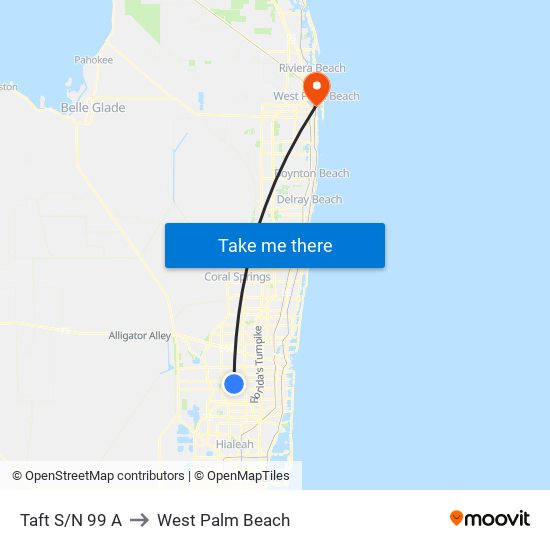 Taft S/N 99 A to West Palm Beach map