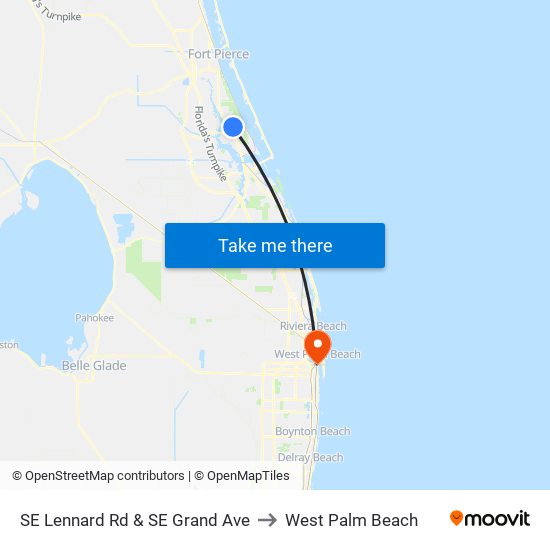 SE Lennard Rd & SE Grand Ave to West Palm Beach map