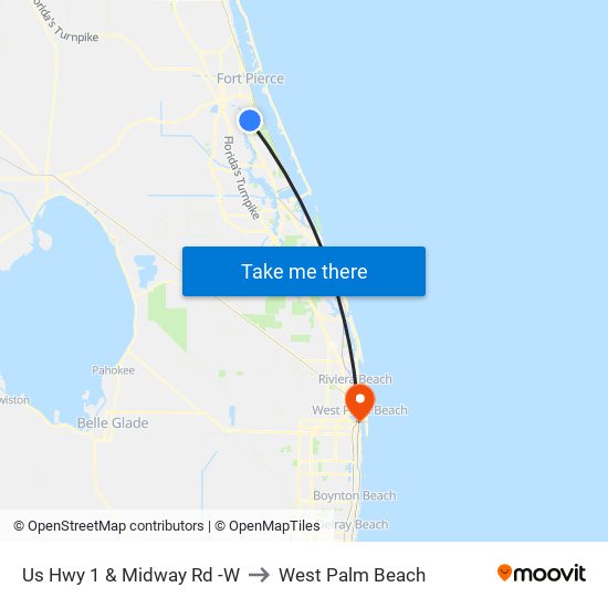 Us Hwy 1 & Midway Rd -W to West Palm Beach map