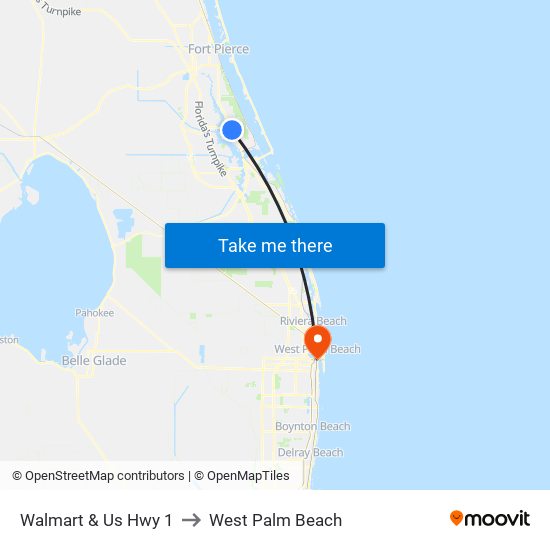 Walmart & Us Hwy 1 to West Palm Beach map