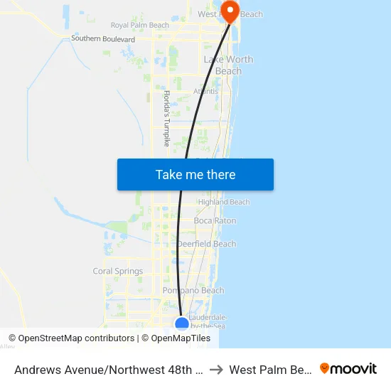 Andrews Avenue/Northwest 48th Court to West Palm Beach map