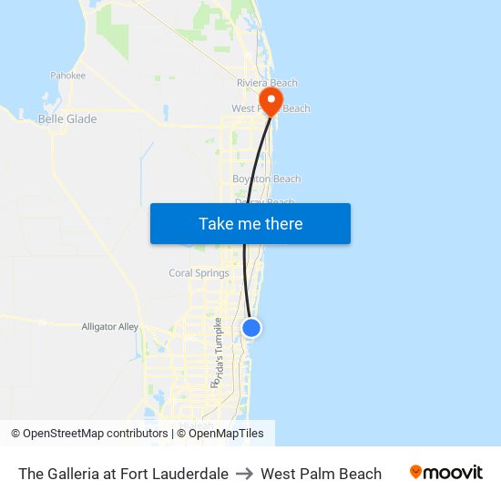 SUNRISE B/NE 25 A to West Palm Beach map