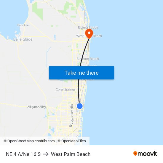 NE 4 A/Ne 16 S to West Palm Beach map