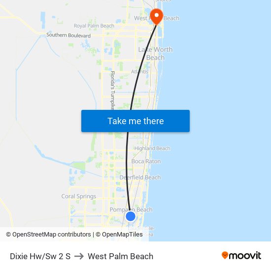 DIXIE HW/SW 2 S to West Palm Beach map