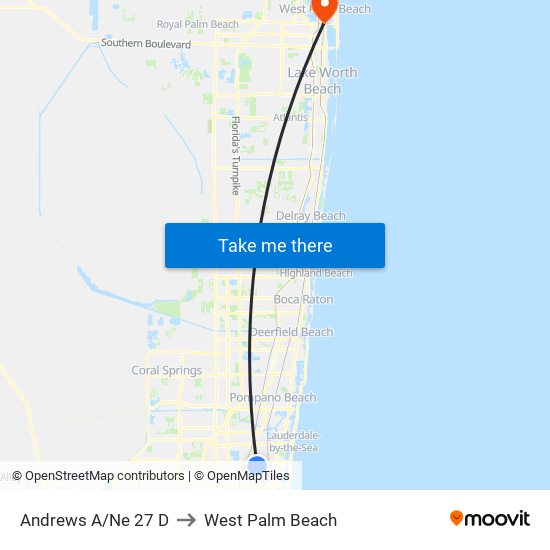 Andrews A/Ne 27 D to West Palm Beach map
