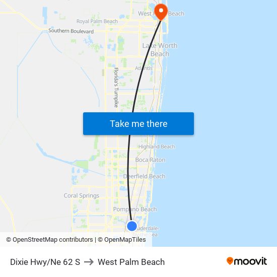 DIXIE HWY/NE 62 S to West Palm Beach map