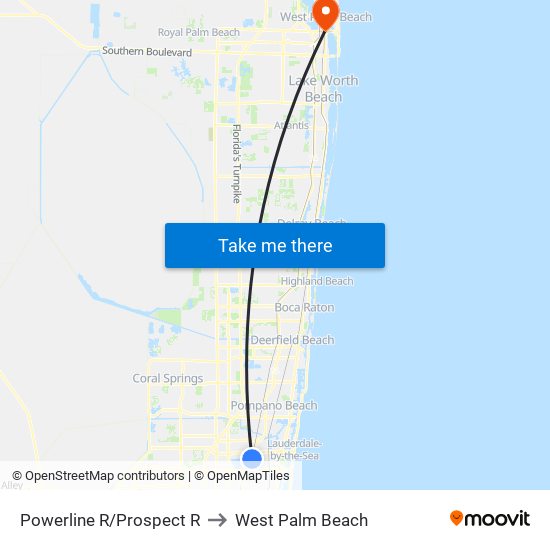 Powerline R/Prospect R to West Palm Beach map