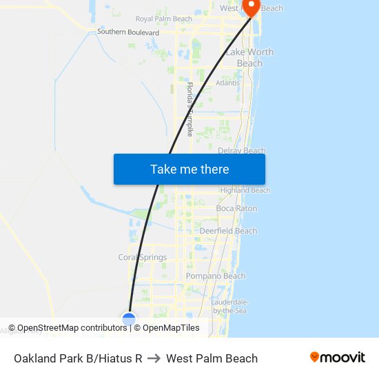 OAKLAND PARK B/HIATUS R to West Palm Beach map