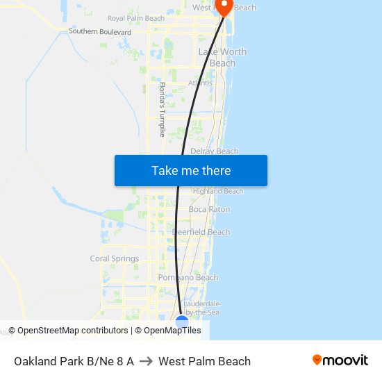 OAKLAND PARK B/NE 8 A to West Palm Beach map