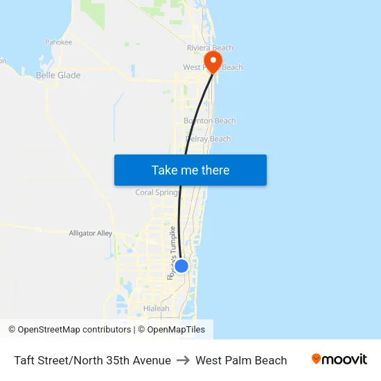 Taft Street/North 35th Avenue to West Palm Beach map