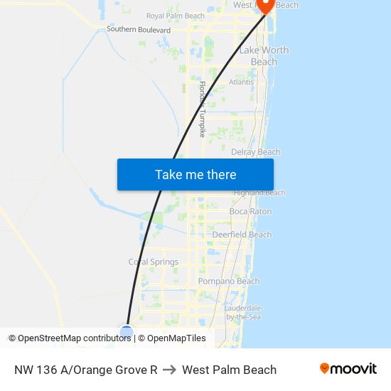 NW 136 A/ORANGE GROVE R to West Palm Beach map