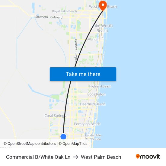 COMMERCIAL B/WHITE OAK LN to West Palm Beach map