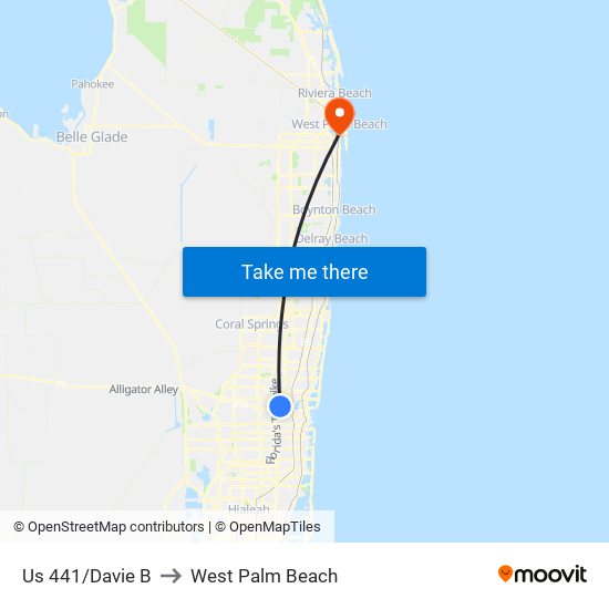 US 441/DAVIE B to West Palm Beach map