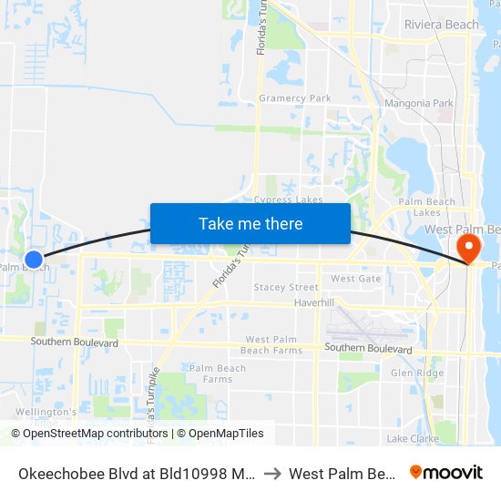 Okeechobee Blvd at Bld10998 M Ent to West Palm Beach map