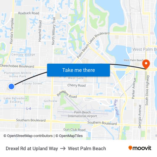 Drexel Rd at  Upland Way to West Palm Beach map