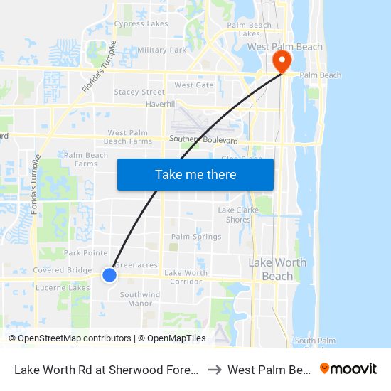 Lake Worth Rd at Sherwood Forest Blv to West Palm Beach map