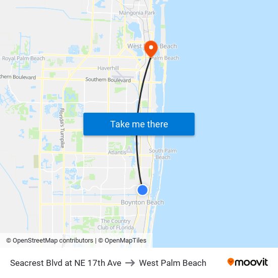 SEACREST BLVD at NE 17TH AVE to West Palm Beach map