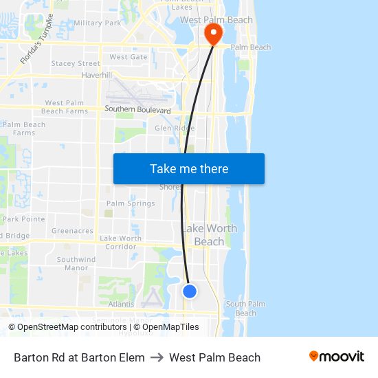 Barton Rd at Barton Elem to West Palm Beach map