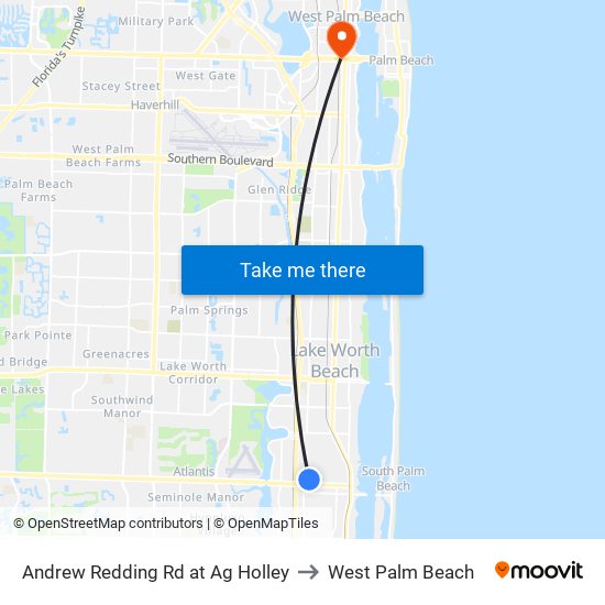 Andrew Redding Rd at Ag Holley to West Palm Beach map