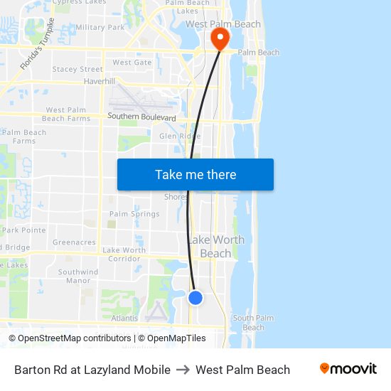 Barton Rd at Lazyland Mobile to West Palm Beach map
