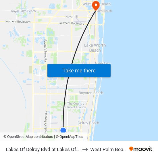 Lakes Of Delray Blvd at  Lakes Of De to West Palm Beach map